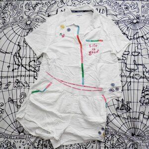 Life is Good || Embroidered Two-Piece Seersucker Pajama Set